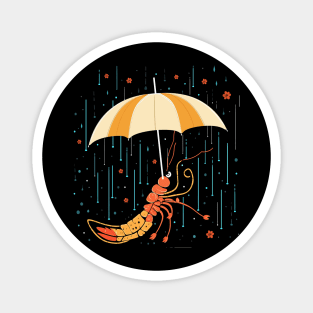 Prawn Rainy Day With Umbrella Magnet